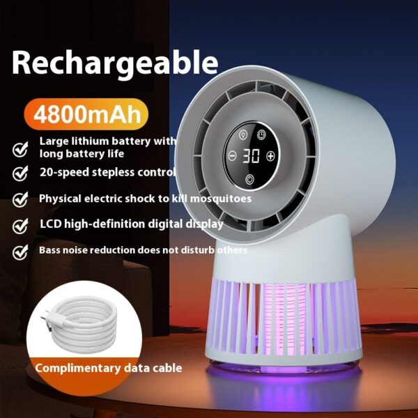 Creative 2-in-1 Mosquito Killing Mini Desk Fan Electric Mosquito Killer USB Rechargeable Fan Night Lamp Home And Outdoor Supplies - Image 6